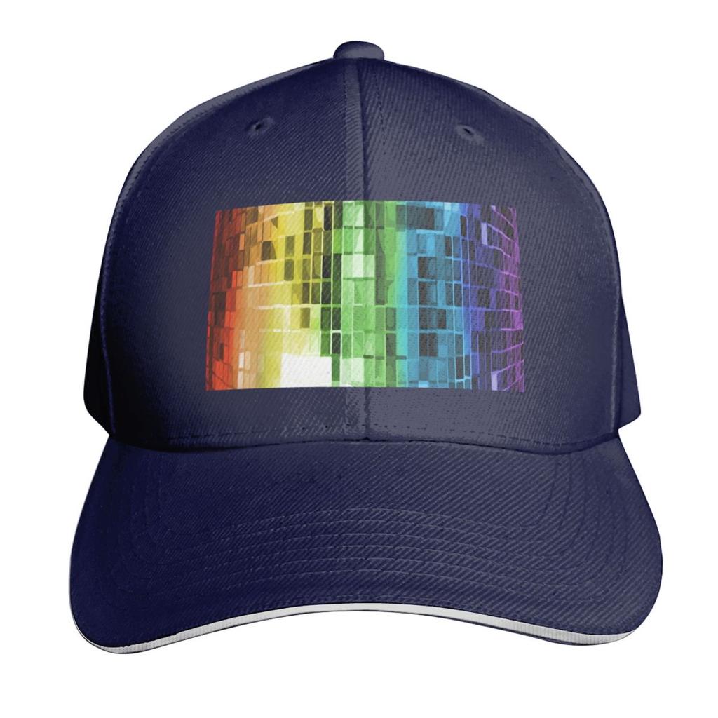 Rainbow Disco Ball Pattern Baseball Cap Visor Western Hat Fishing Hat Cute Unisex Hats Womens