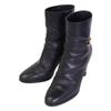 CELINE Triomphe Hardware Claude Ankle Boots/Chunky Heel Short Boots shoes 38 Black x GoldUsed