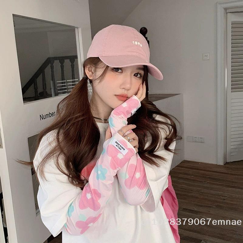 [ZYAS]Sun UV Protection Arm Sleeves Flower Printed Soft Fabric Ice Silk Cooling Sports Sleeves For Women Girls Outdoor Traveling