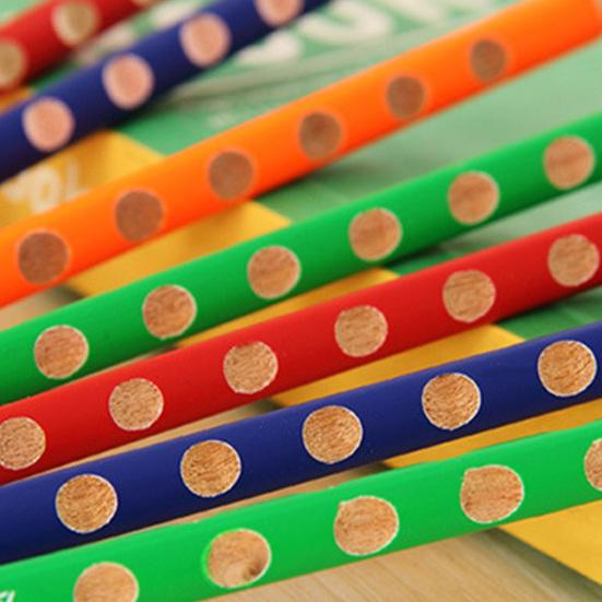 12Pcs Triangle Grip Pencil Set with Ergonomic Finger Holes Students Lead-free Pencil