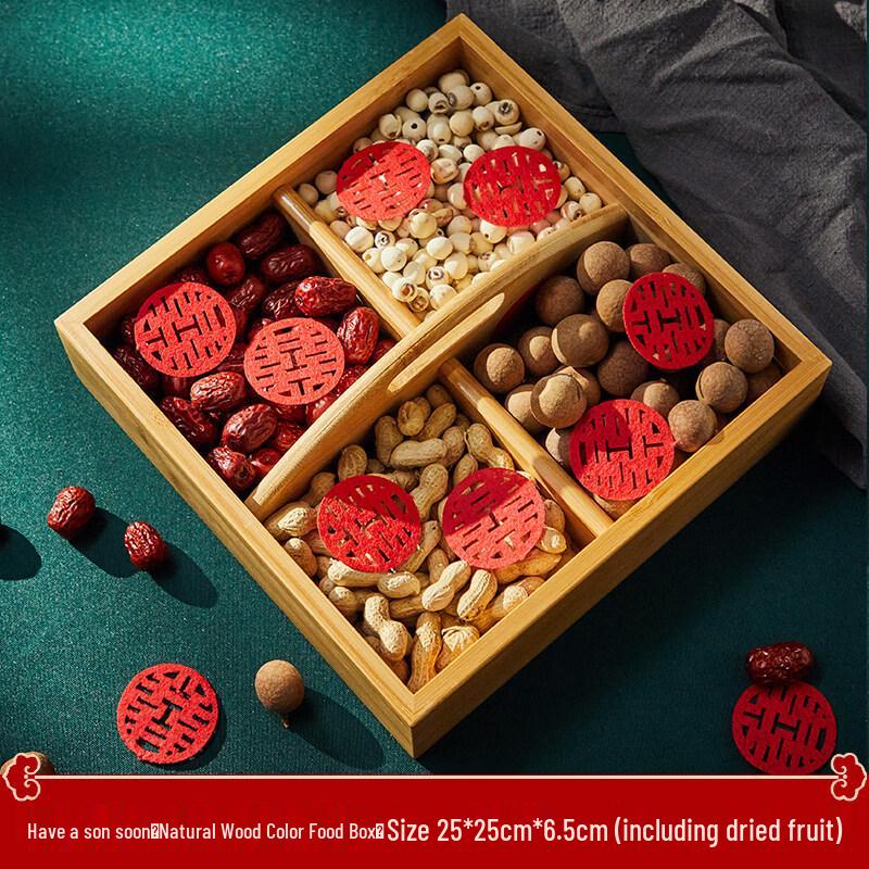 Bamboo Woven Round Four-Compartment Snack & Fruit Basket