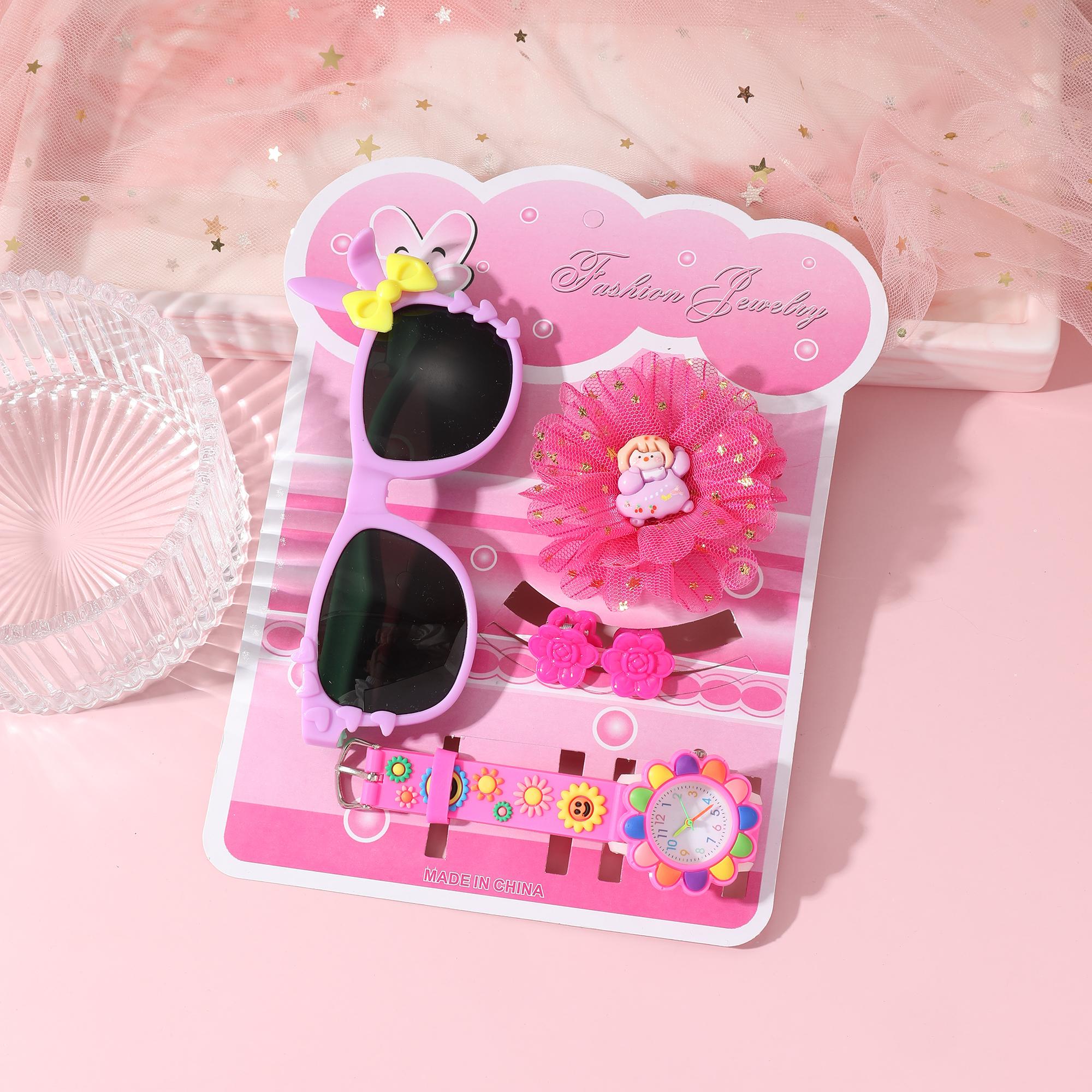 

Милые часы-браслет с бабочкой и цветочным узором в китайском стиле для студентов, кварцевые, универсальные, ювелирные, маленький подарочный набор из четырех предметов розовый