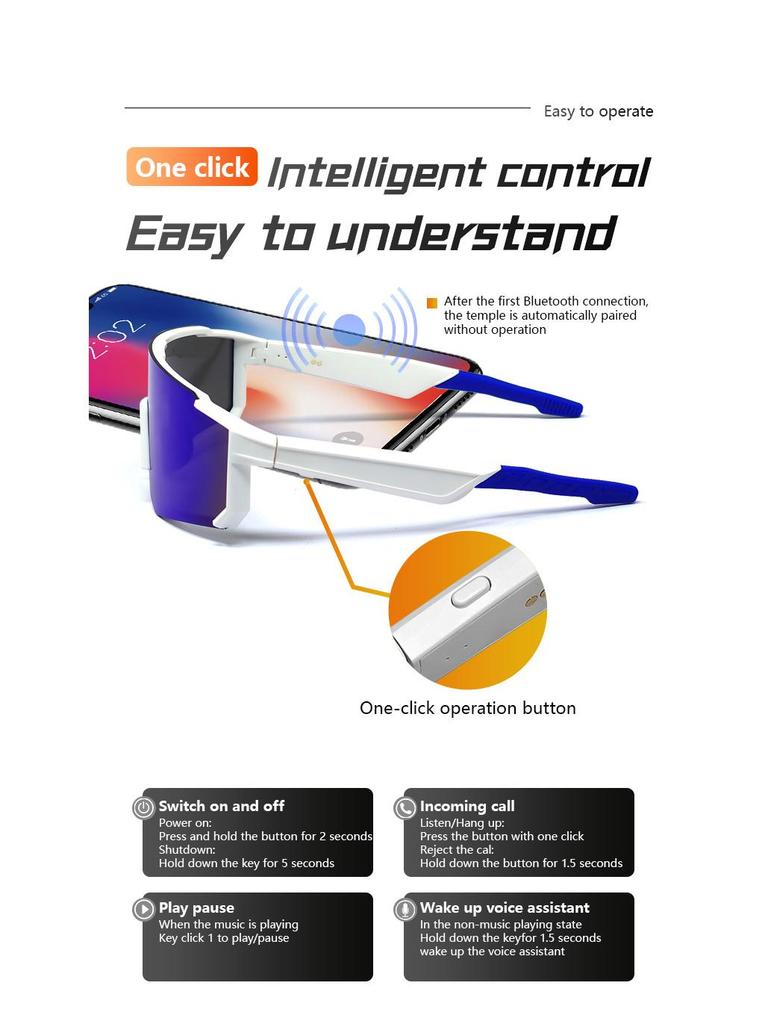 QY-pro01 Bluetooth Cycling Glasses: Outdoor Sports, UV Protection, Music & Calls