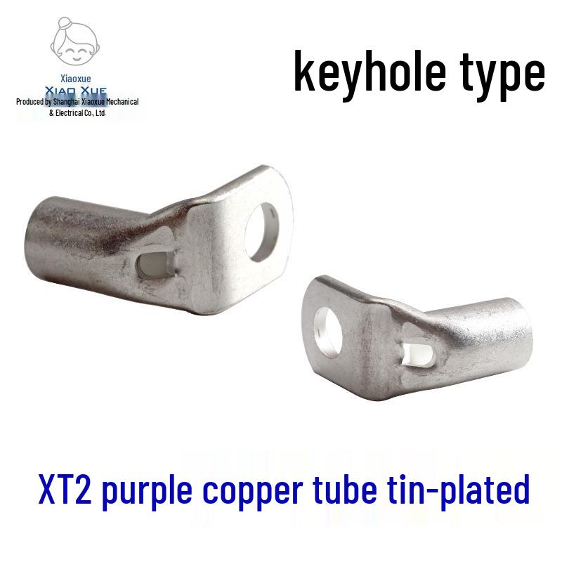 T90 Copper Tube Terminal, 90-Degree Right-Angle Bend Crimp Lug, T90-6/5 to T90-240/16 Copper Wire Lug