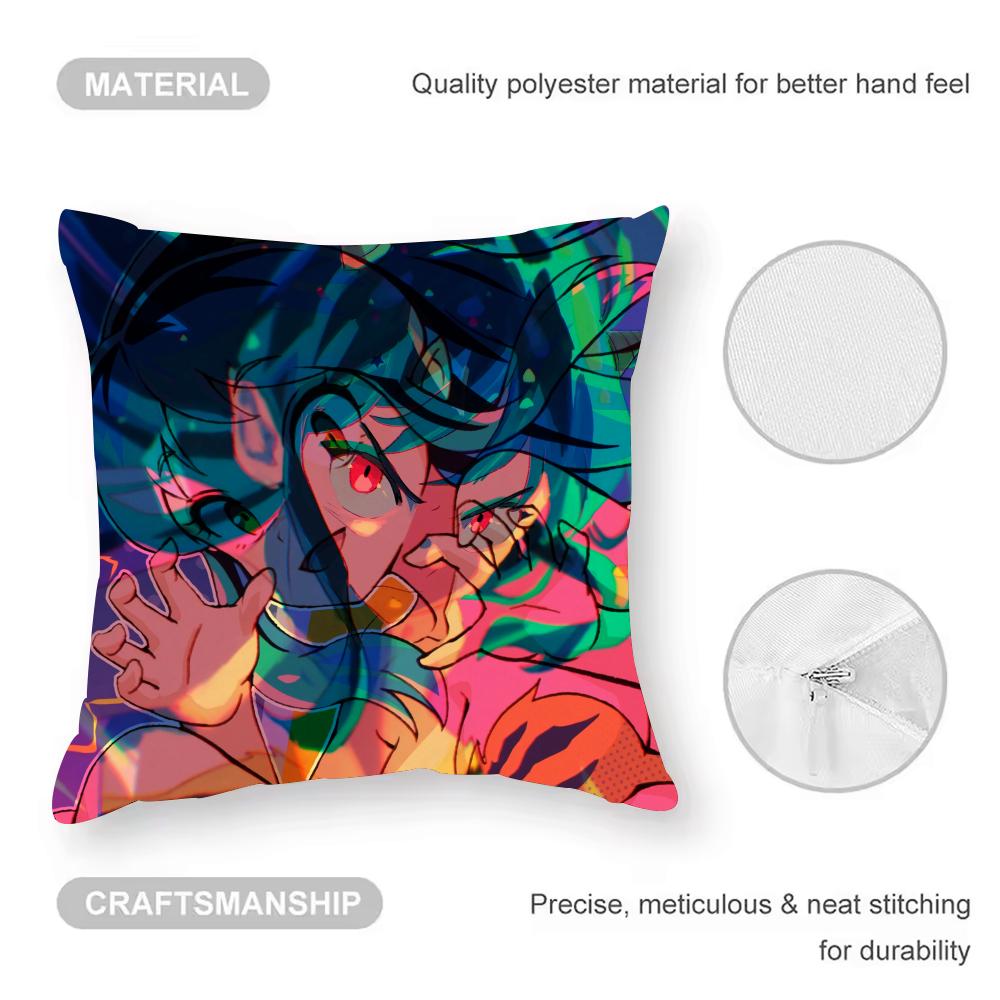 Urusei Yatsura Anime Game Cushion Cover Anti-dustmite Pillowcase Invisible Zipper Silky Short Plush Sofa Cushion Cover
