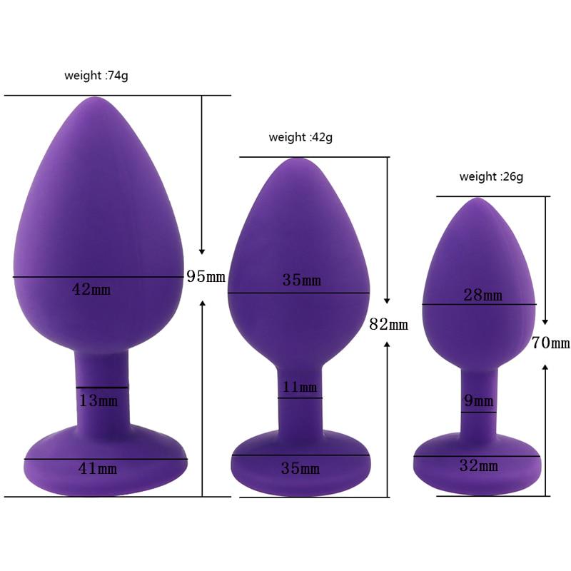 3Pcs/Set Safe Butt Plug With Crystal Detachable Jewelry Anal Plug Vagina Clitoris Vibrator Sex Toy