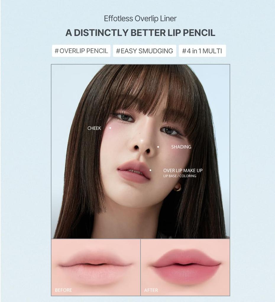 Heart Percent Dote On Mood Lip Lip Lip and Cheek Lip Pencil with Lip Corner Liner MAUVE Pencil Liner, Base, Shading, Multi-Purpose 4-in-1 (15. LIPS)