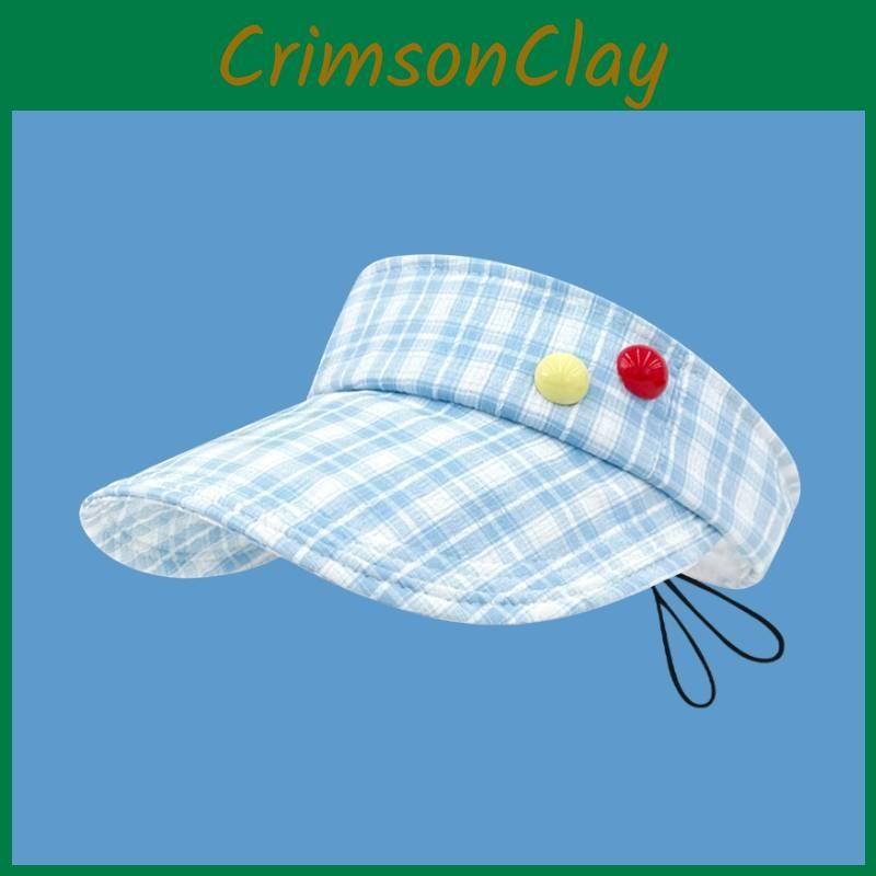 Cap Top Empty Sunscreen Hat Grid Pattern Adjustable Uv Protection Color Multiple