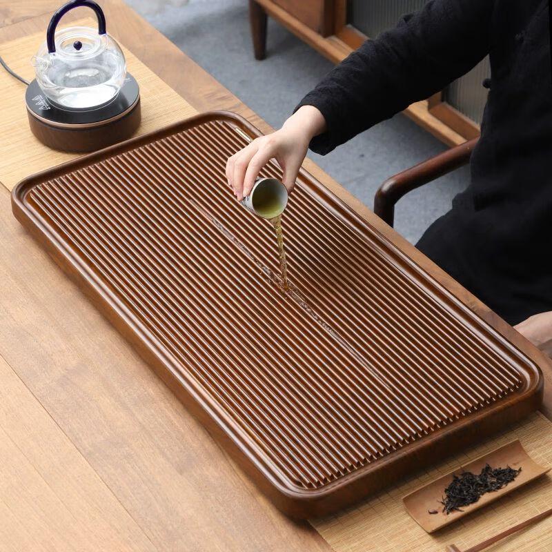 High-end Bakelite & Bamboo Tea Tray with Drainage