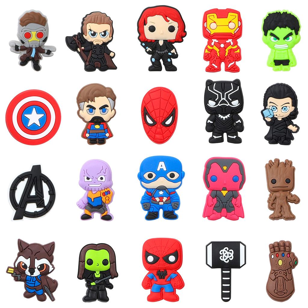 CY2SIDE 20PCS Superhero Cartoon Shoe Charm for Hero Decoration Charm for Bracelet Wristband Charms for Toddlers Bday Cool Clog Decor for Teens Boys