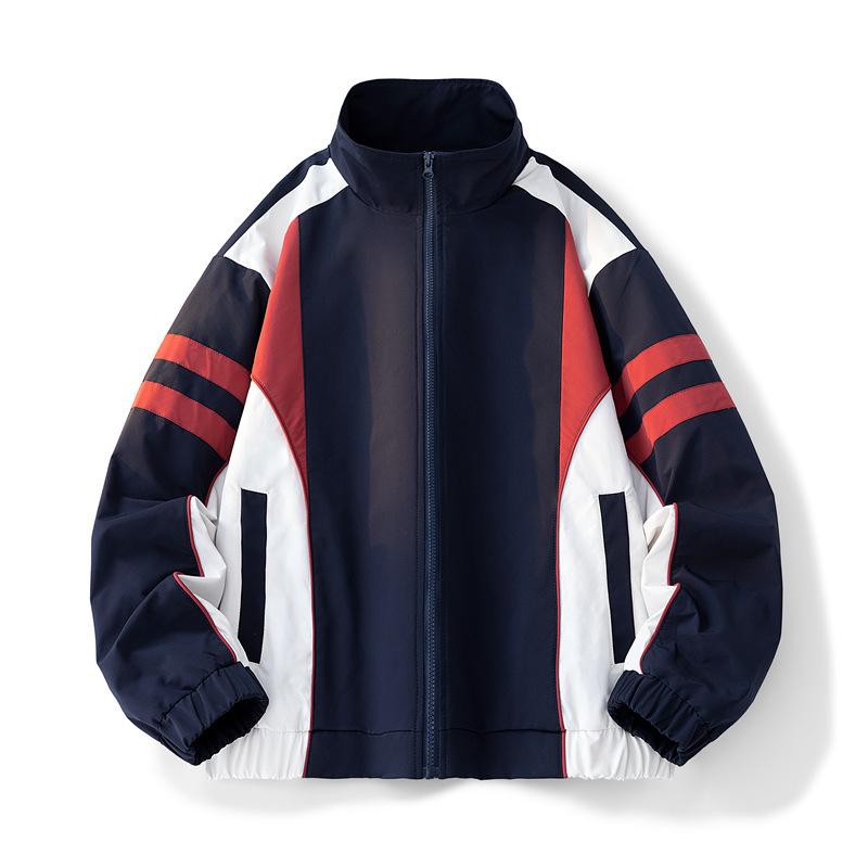 

Мужская спортивная куртка-бомбер контрастного цвета на весну и осень, повседневная короткая куртка с воротником-стойкой, бейсбольная форма L