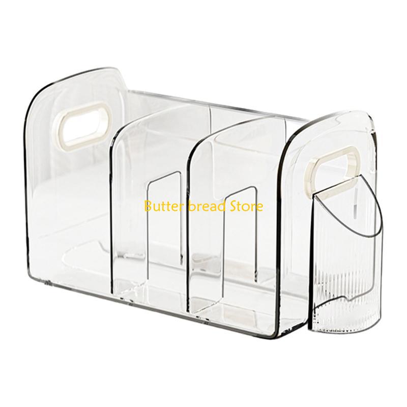 W89C Clear Acrylic Bookend with Pen Cup Multipurpose Bood End Magazine Stand Office Desktop Organizers Accessories