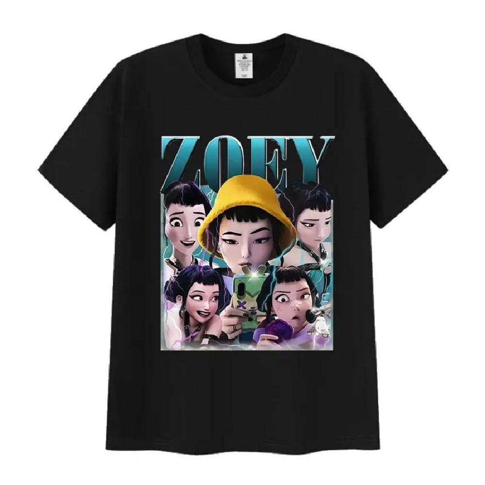 K-Pop Zoev Dämonenjäger Anime Grafikdruck T-Shirt Herren Damen Harajuku Mode Übergroße T-Shirts Lässige Baumwoll-Tops T-Shirt