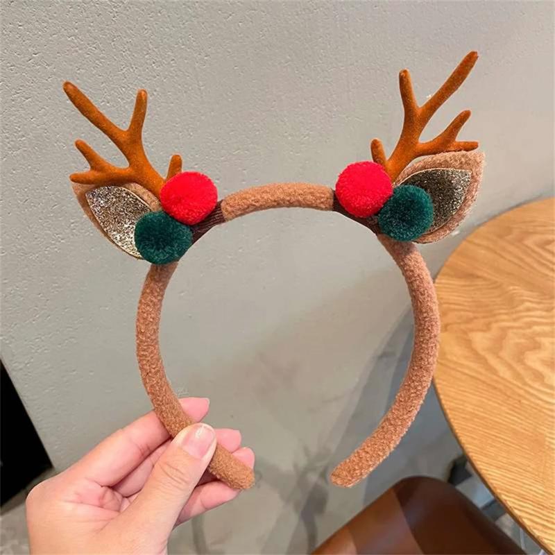 Christmas Hair Hoop Girls Plush Reindeer Antlers Deer Ear Christmas Party Cosplay Headbands Festival Hair Accessories Gifts