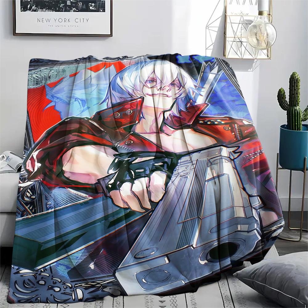 1PC Devil May Cry Print Flannel Blanket, High Quality All Seasons, Home Decor, Warmth and Comfort, Perfect for Christmas Gifts
