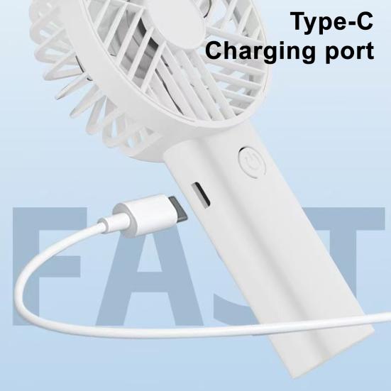 Mini Handheld Fan with Phone Holder 3 Speed USB Rechargeable Summer Cooling Fan