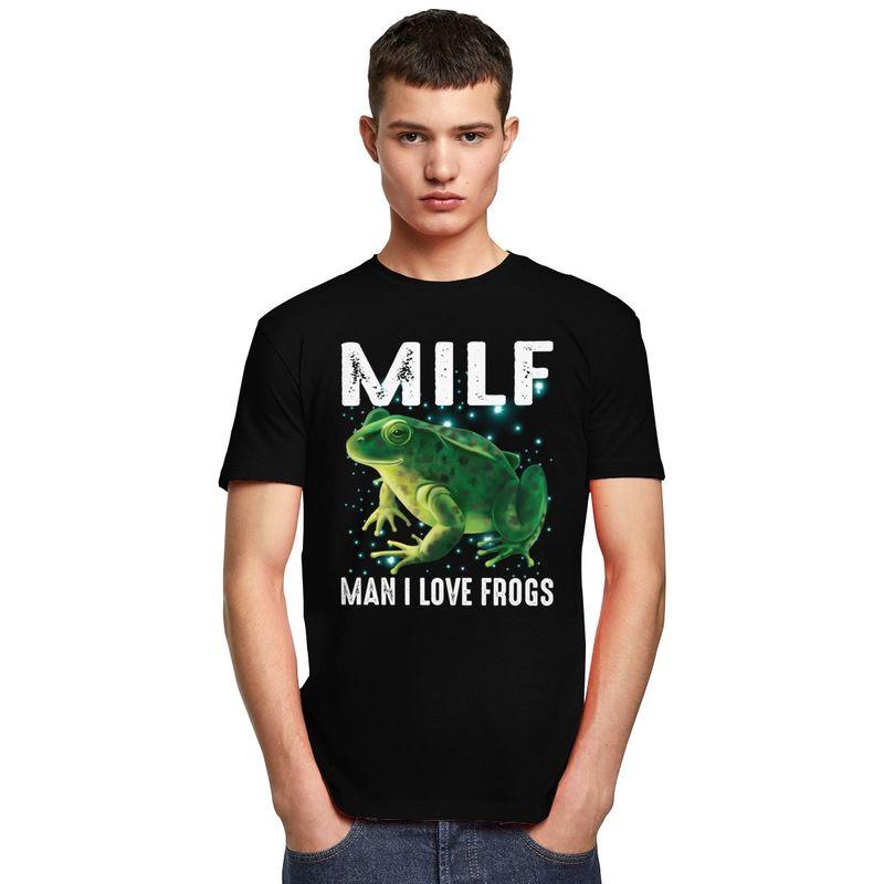 MILF Man I Love Frogs Tshirt for Men Short Sleeves Casual T Shirt Tshirt Slim Fit Pure Cotton Tee Valentines Day Gift