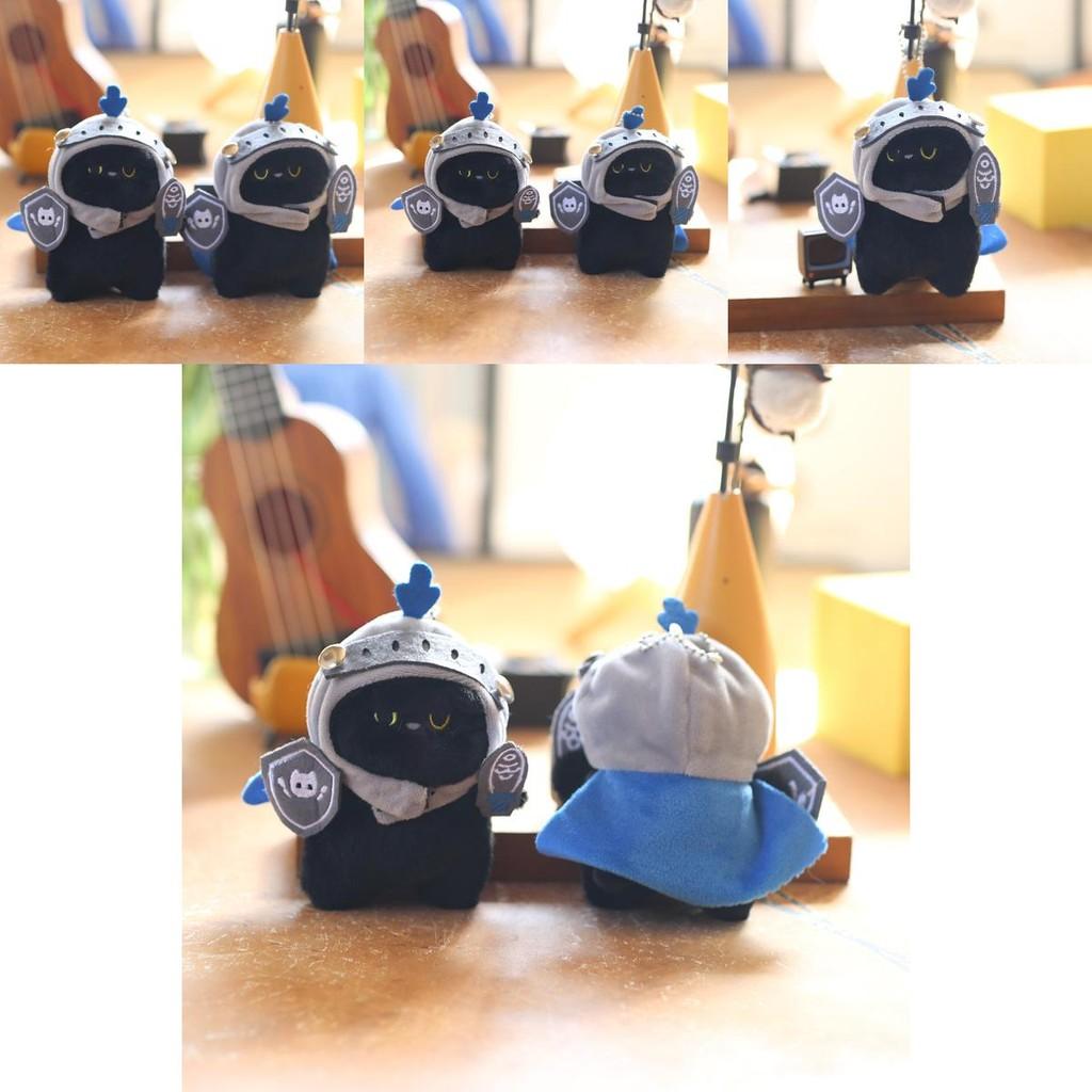 Entzückende Plüsch Schwarze Katze Ritter Schlüsselanhänger Puppe Weiches Spielzeug Mit Niedlichem Zubehör Für Taschen