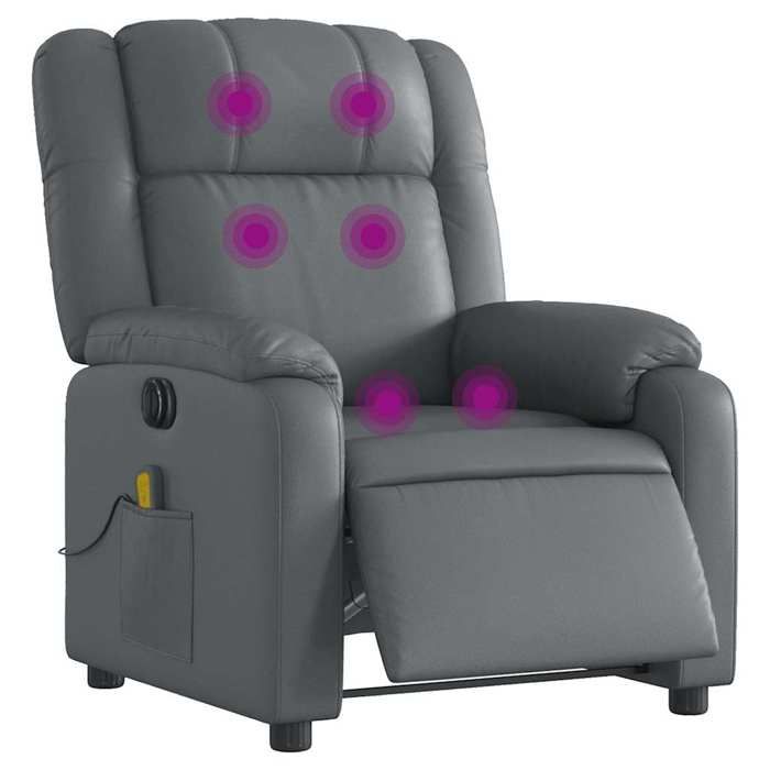 VidaXL Electric Reclining Massage Armchair Grey Faux Leather 3205146