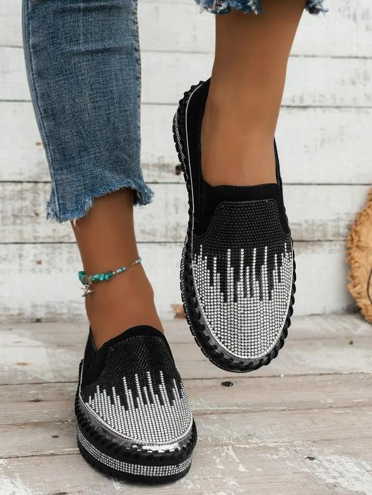 Shoes for Women Ladies Flat Sequin Sneakers Casual Women Slip on Thick-soled Comfortable Plus Size Shoes 35-43 Zapatos De Mujer