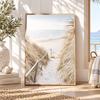 Beach Reeds Sand Dunes Ocean Painting Calligraphy Canvas Prints Set of 3 Wall Art for Living Room Decor Vintage Fashion Decals