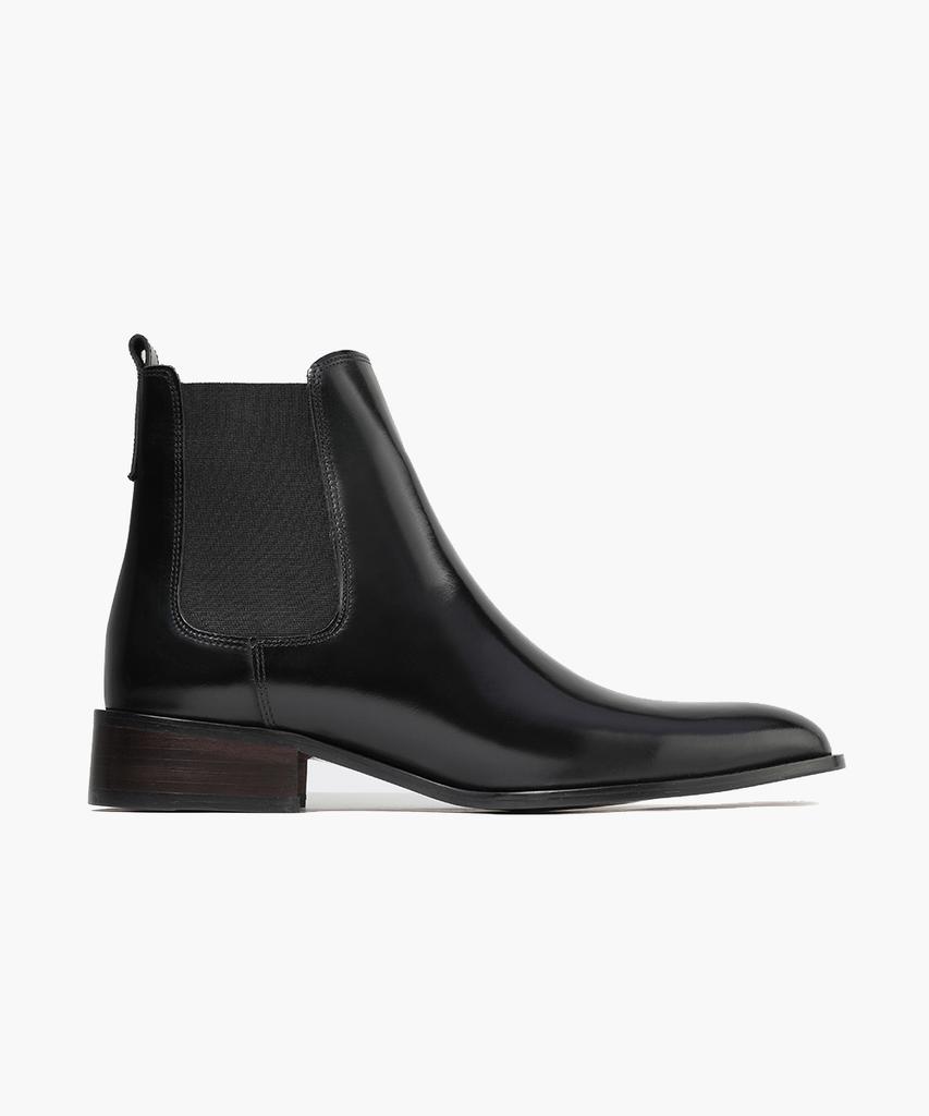 Firenze Atelier Sharpline Minimal Glossy Cowhide Chelsea Boots 3331-B [Black Box]
