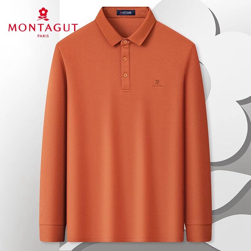 MONTAGUT Men's Silk Blend Embroidered Long-Sleeve Polo Shirt