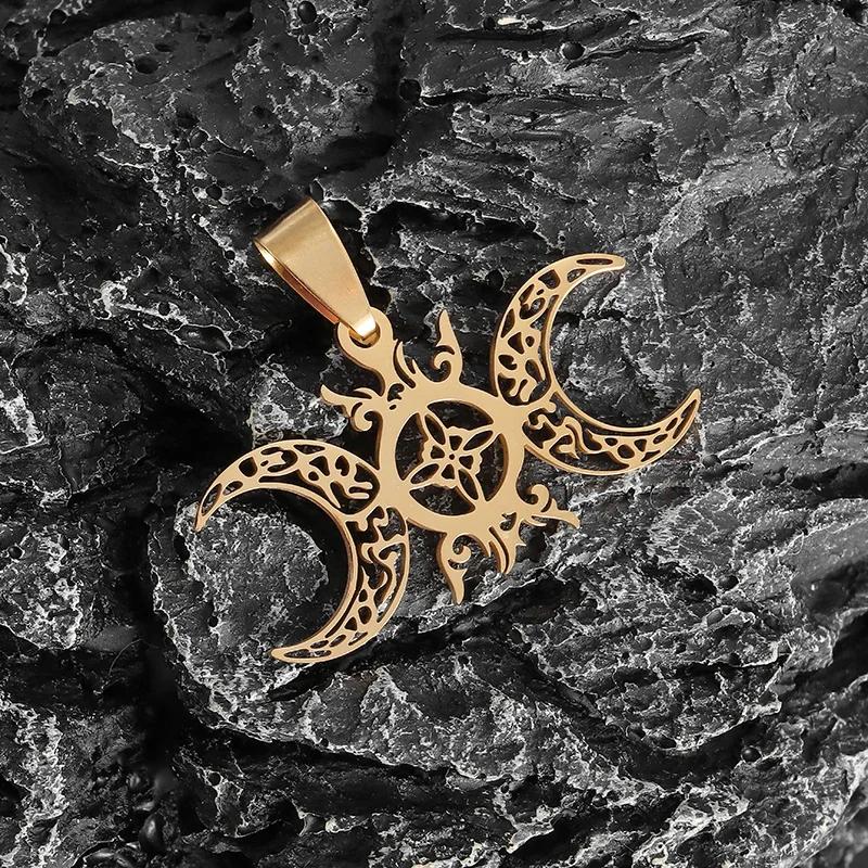 Style Trinity Celtic Knot Shield Pendant Witch Knot Necklace Men Women Irish Protection Amulet Jewelry