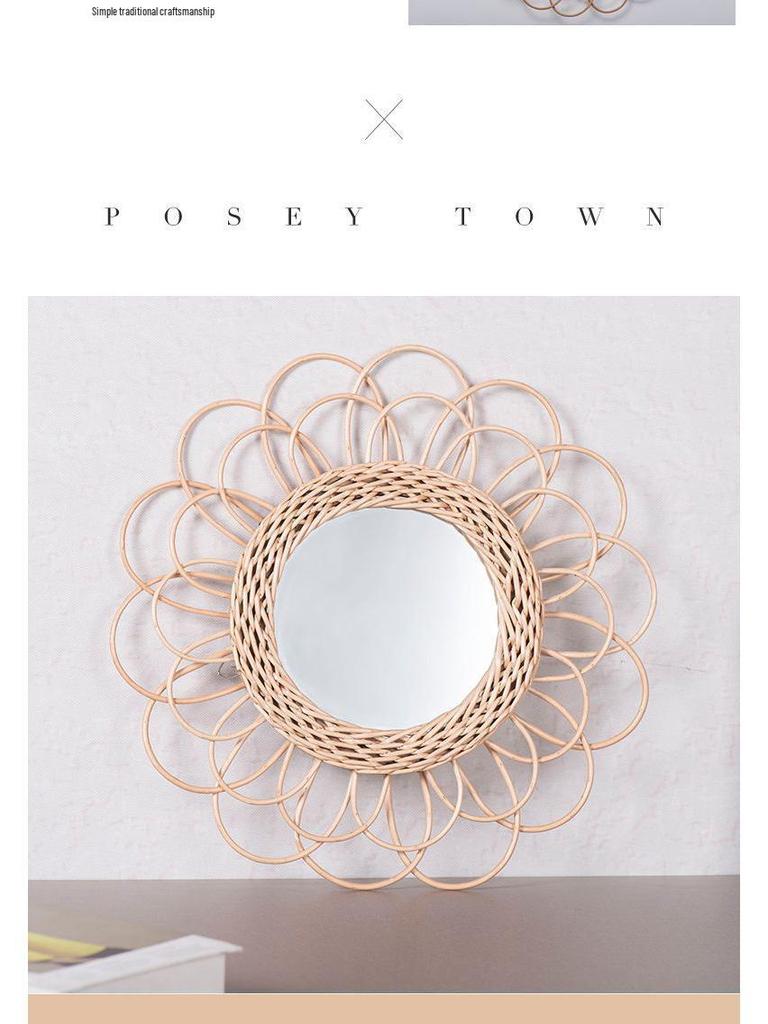 Petal Mirror: Willow Wicker Decorative for Living Room, Bedroom, or Entrance Wall.
