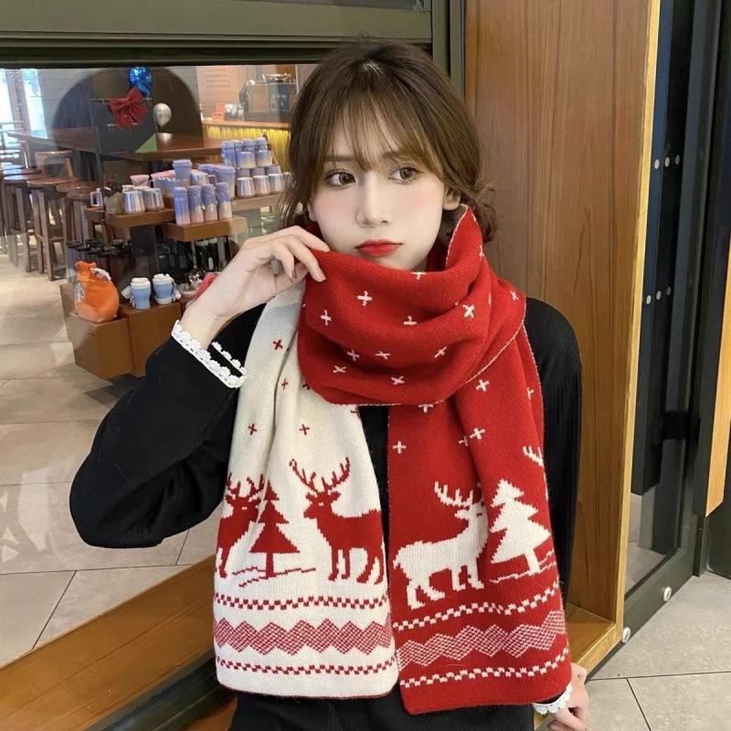 Women's autumn and winter warm matching student couple scarf