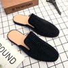 Luxury Glitter Rhinestone Leather Shoes Men Designer Outerwear Half Mules Casual Slides Slippers Sandals Male Fashion Mocassins