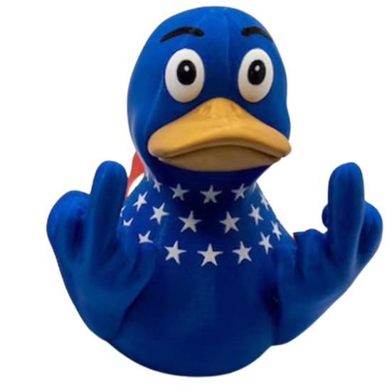 Middle Finger Duck Figurine Patriotic Rainbow Yellow Little Duck Animal Figure Model Statue Sculpture Desktop Decoration Ornament Festival Gift