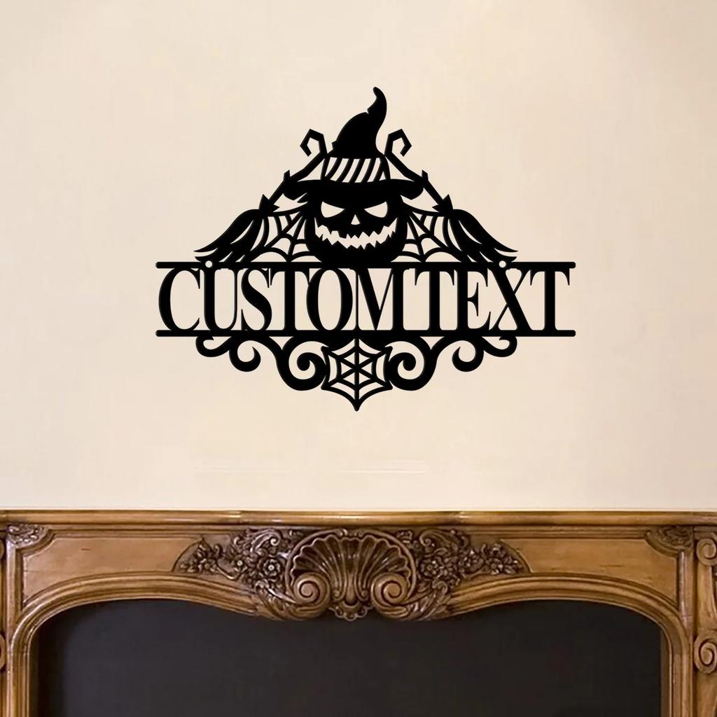 Custom Metal Halloween Sign Personalized Family Name Spooky Wall Art Decor