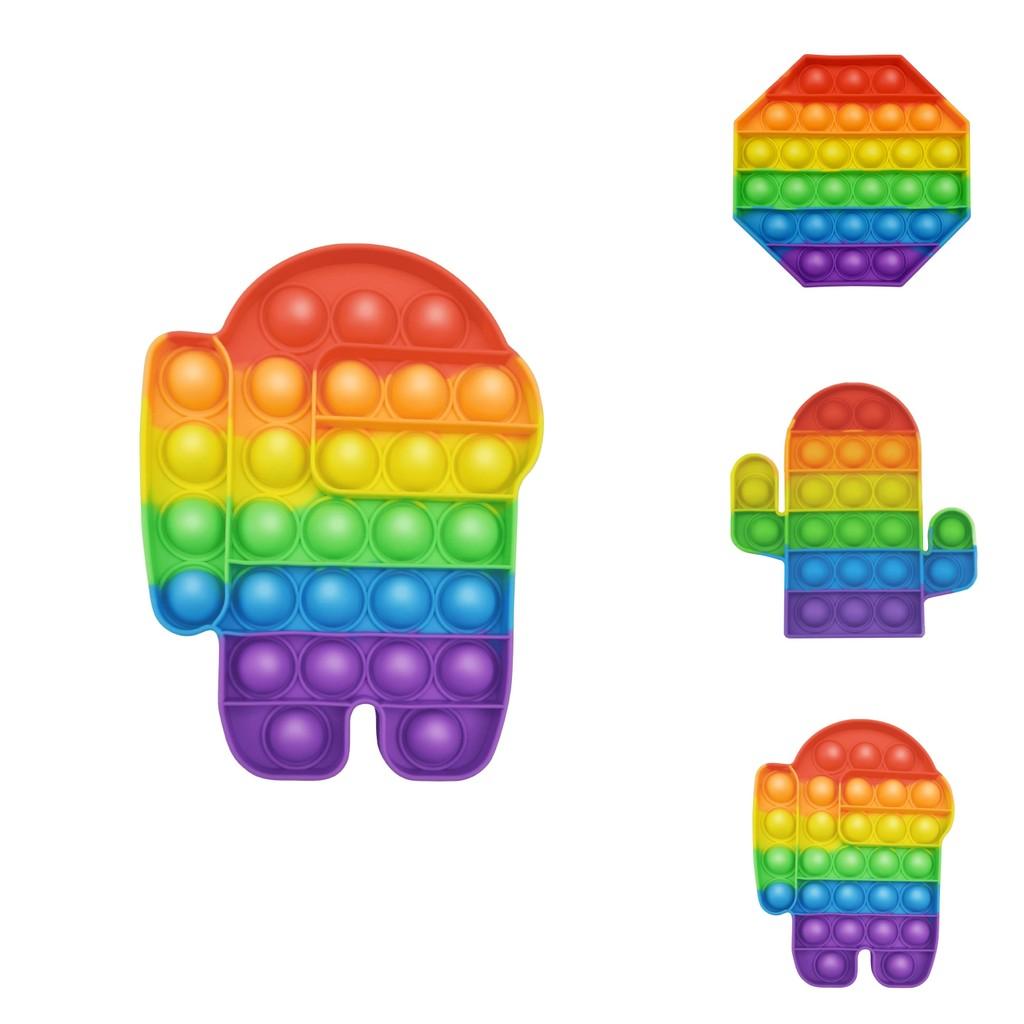 Innovatives 12cm Regenbogen Silikon Sensorisches Blasen Spielzeug Für Kinder Mit Bunten Formen