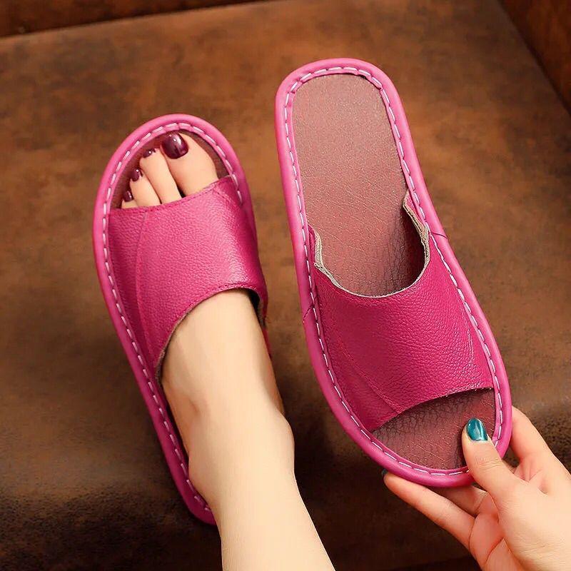 Unisex Echtleder Rindsleder Hausschuhe: Rutschfest, Bequem, Lässig und Kühl für Alle Jahreszeiten