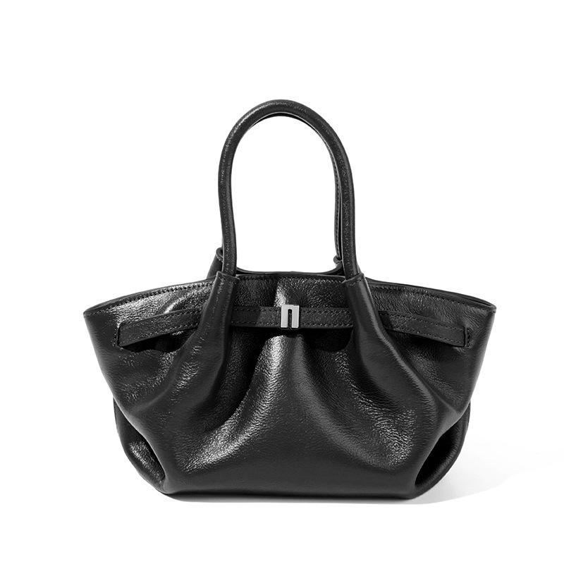 

Модная женская сумка Новая сумка из натуральной кожи Женская сумка Большой вместимости Плиссированная сумка-корзина для овощей Нишевая темпераментная сумка через плечо