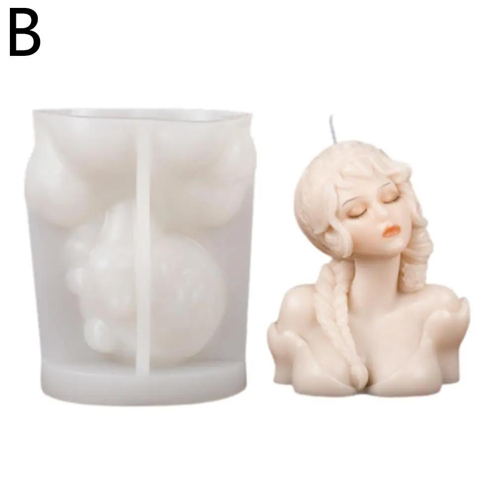 Princess Girl Aromatherapy Candle Silicone Mold Cute Molds Silicone Epoxy Resin Silicone Gypsum Texture Candle Girl Mould C F2D0