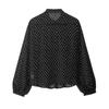 Womens Polka Dot Layered Decorative Blouse - Elegant Retro Style Long Sleeve Top 2025