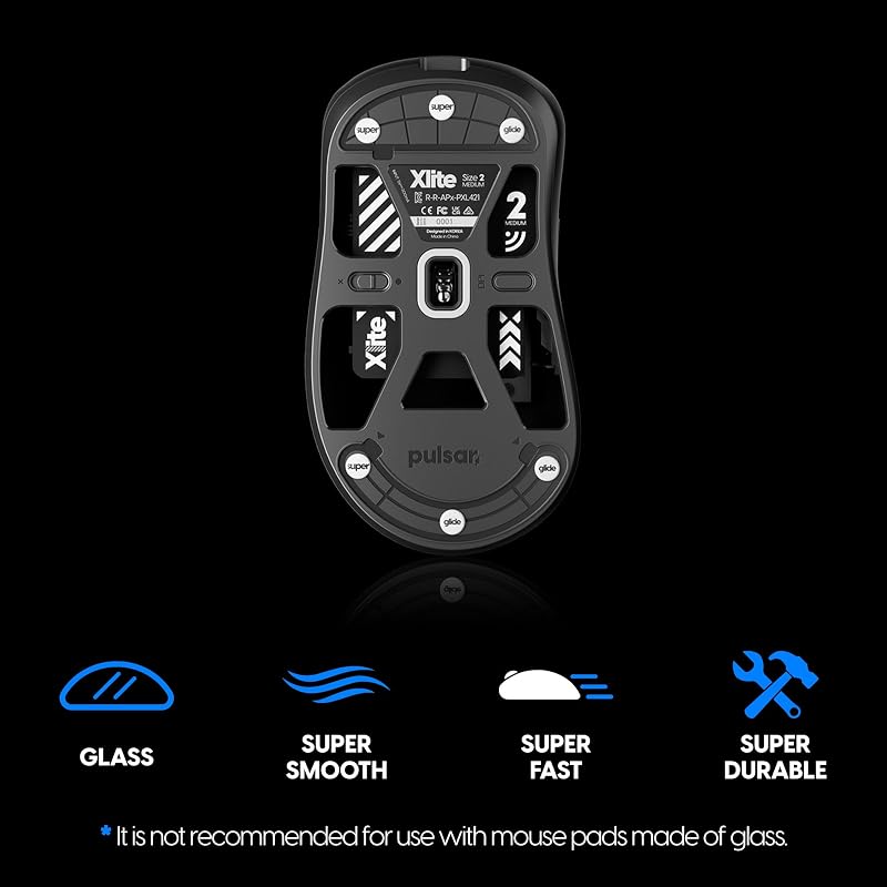 Superglide2 (Type-C) Mouse Feet, Universal Dot 6mm + 9mm (12pcs) [Tempered Glass Material, Rounded Edges, High Durability, Low Friction, Super Smooth]