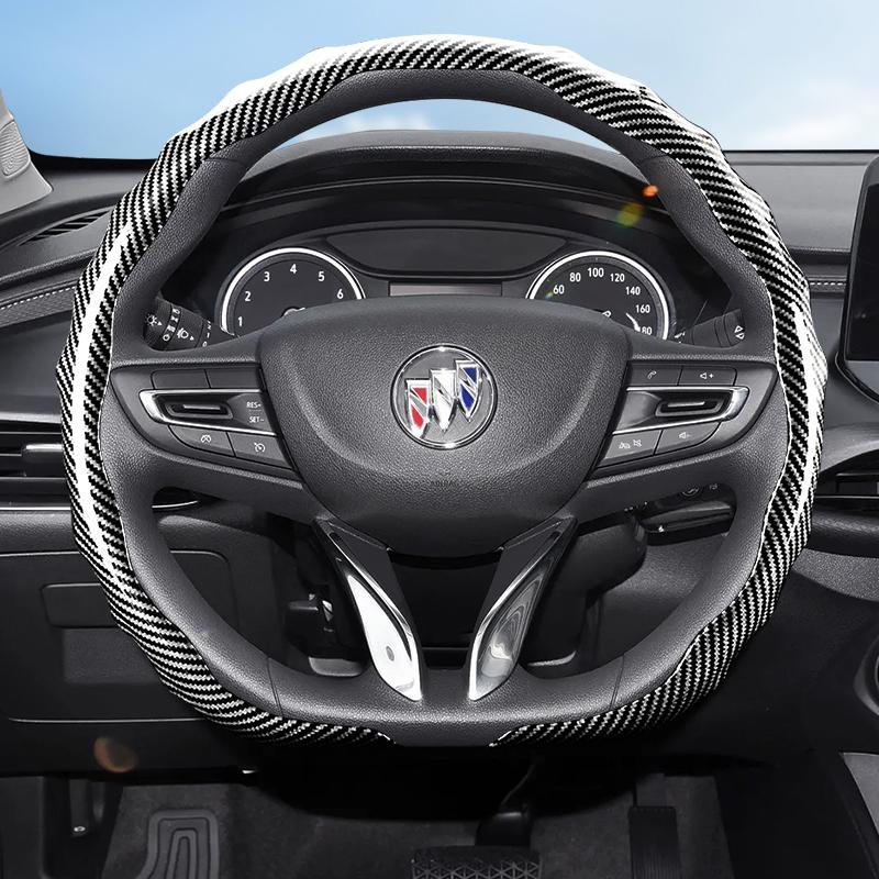 Suitable for Buick Carbon Fiber Texture Steering Wheel Cover Snap-On Wave-Shaped Sporty Design Durable Protective Case Encore Gx Envista Envision