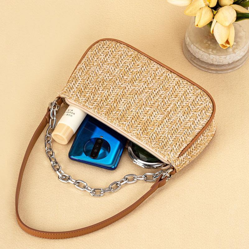 Nowe torby na ramię Mała torba kwadratowa Torby damskie Zaawansowana torba pachowa z tkaniny trawiastej Trend w modzie Wypoczynek Uniwersalne torby typu crossbody