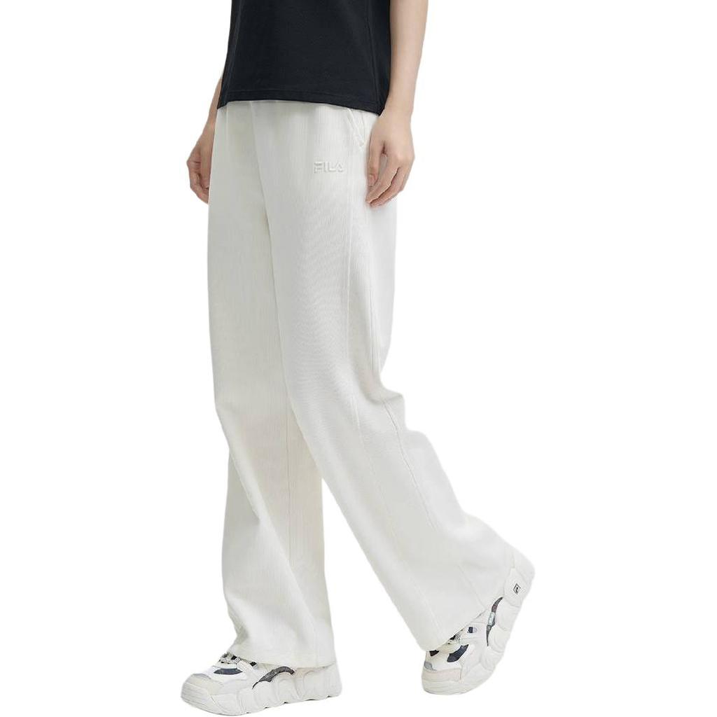 FILA Heritage Series Fashion Knit Versatile Straight Loose Casual Pants Women bottoms Off-White F11W448609F-BG