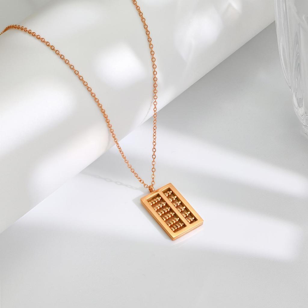 Destiny Lucky Small Round Bead Abacus Titanium Steel Necklace Three Colors Do Not Fade Temperament Versatile Collarbone Chain Women