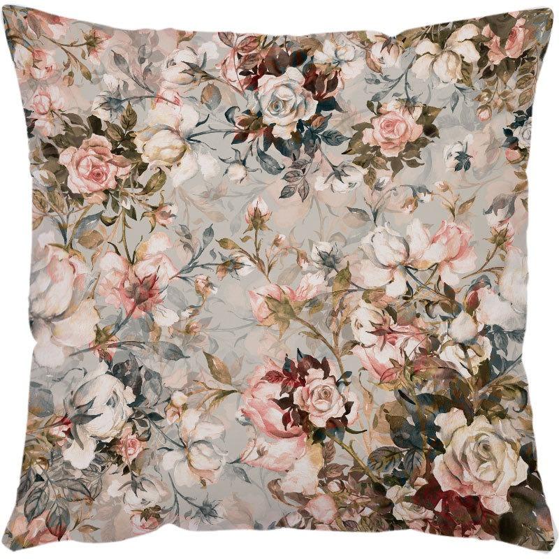 Luxury Home Decor Pillowcase Office Sofa Car Cushion Cover Rose Flower Print
