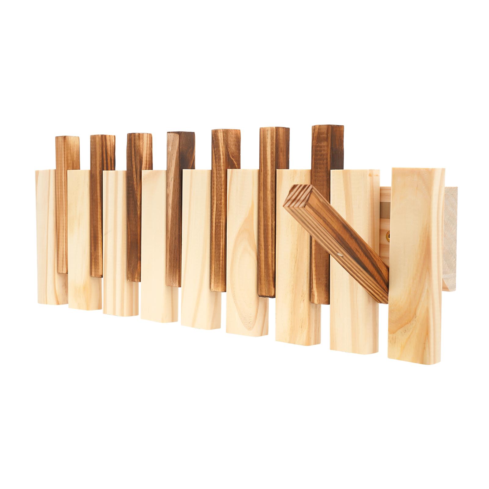 

Wall Mounted Coat Rack 8 Hooks Pine Wood Carbonized Modern Entryway Organizer for Hallway Bedroom Office