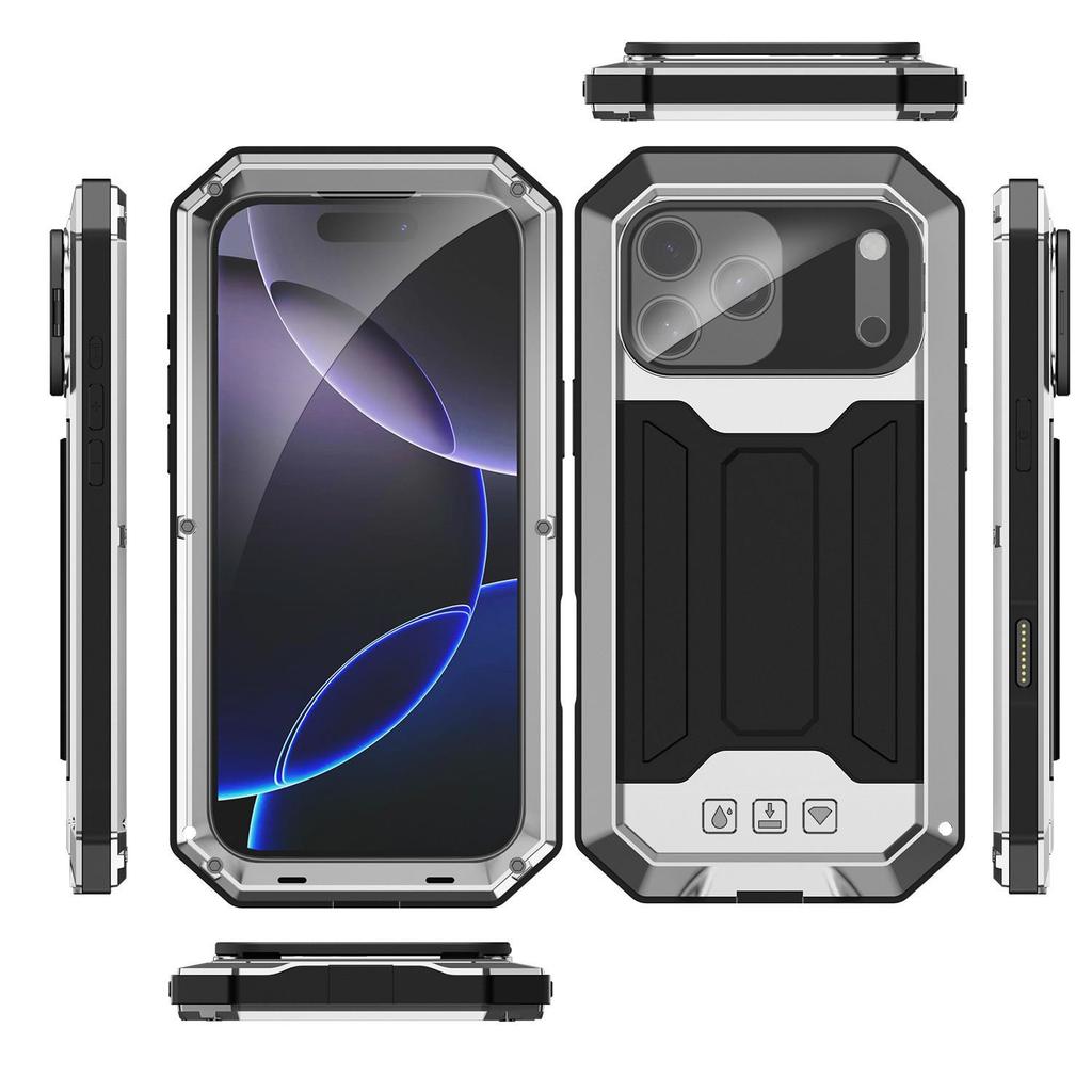 Invisible Stand Metal Tri-Proof Phone Case for iPhone 17/16Pro, Sliding Window Drop-Proof Protective Cover.
