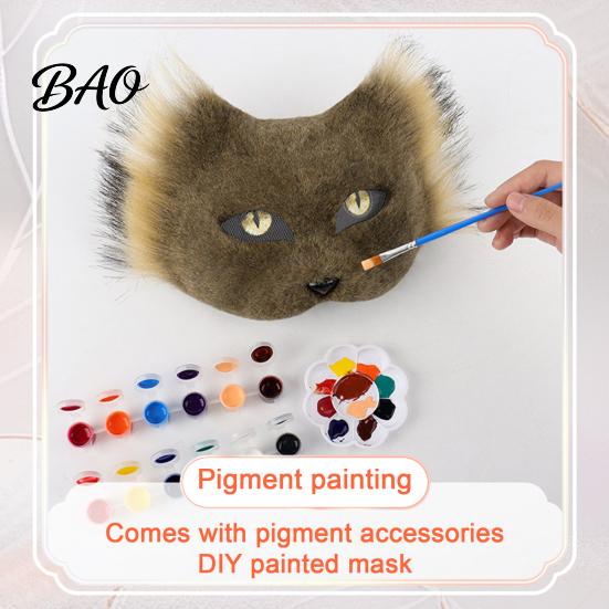 Realistic Fox Masque with Tail DIY Therian Kit, Plush Furry Fox/Cat Animals Multi Colored Eye Lenses Mesh, for Christmas Halloween Masquerade Cosplay
