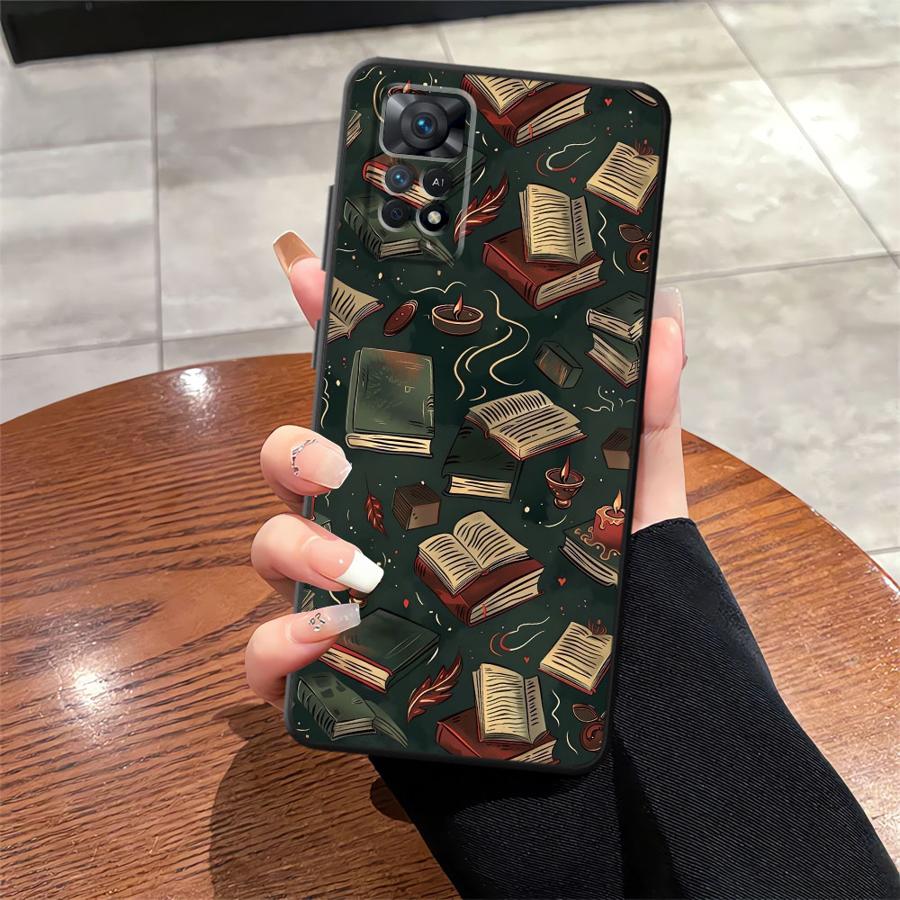 

Cartoon Book Pattern Black Soft Phone Cover Case for Xiaomi Redmi Note 9 10 11 12 Pro 7 8 10S 11s 13 14 Pro Plus 9S 12s Redmi Note 10
