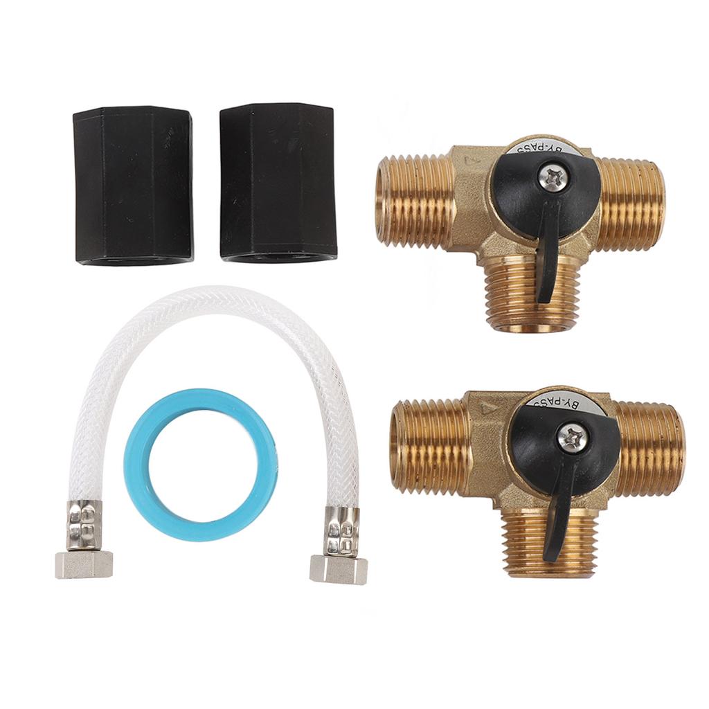 RV Water Heater Bypass Kit Strong Structure Brass 12 Inch Reinforced Hose and Fittings for Yacht