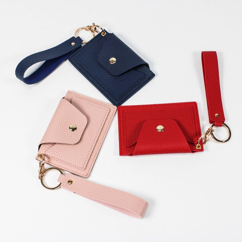 

с пряжкой для ключей, тонкий конверт, сумка для карт, однотонный кошелек с кнопкой, мини-кошелек для путешествий коричневый